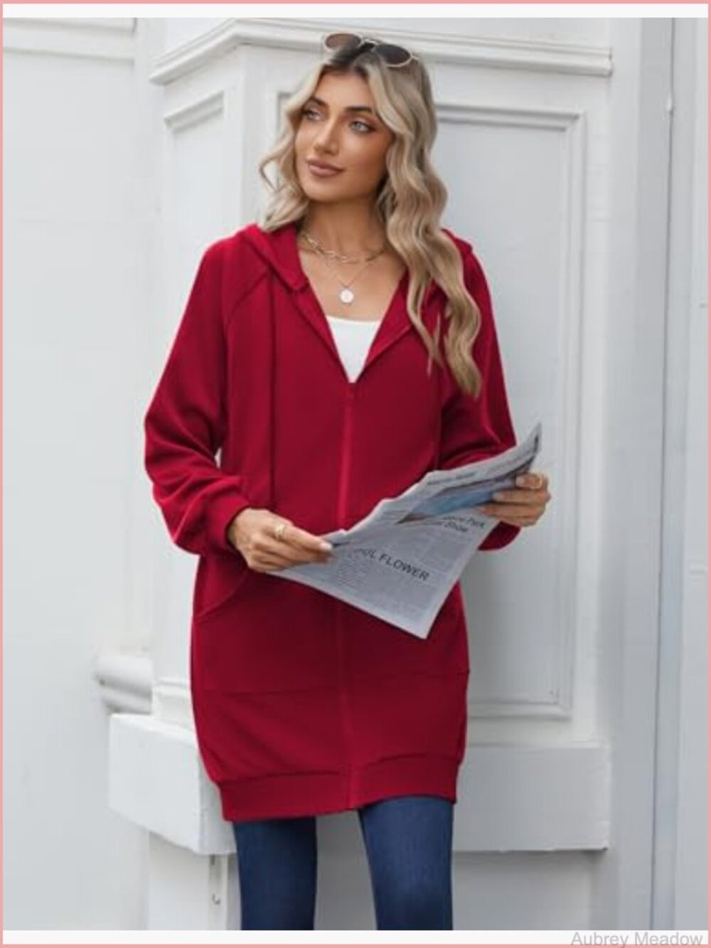 Long Fleece Zip Up Hoodie with Pockets Tunic Sweatshirt - Picture 6 of 7